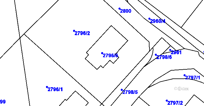 Parcela st. 2796/6 v KÚ Hodkovice nad Mohelkou, Katastrální mapa