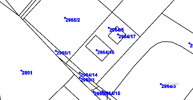 Parcela st. 2964/16 v KÚ Hodkovice nad Mohelkou, Katastrální mapa