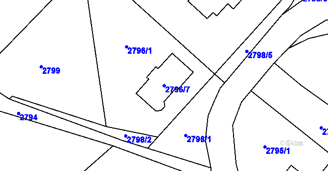 Parcela st. 2796/7 v KÚ Hodkovice nad Mohelkou, Katastrální mapa