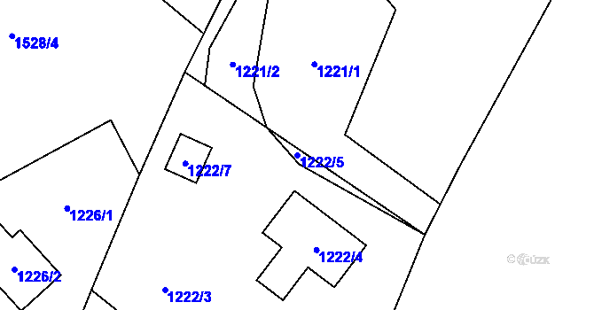 Parcela st. 1222/5 v KÚ Hodkovice nad Mohelkou, Katastrální mapa
