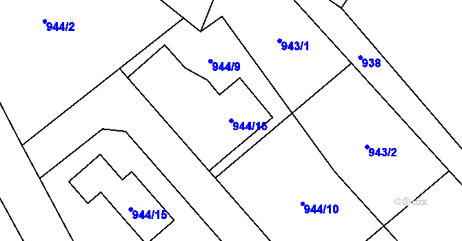 Parcela st. 944/16 v KÚ Hodkovice nad Mohelkou, Katastrální mapa