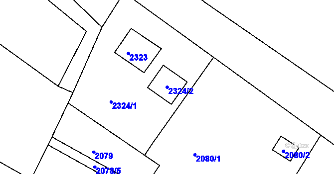 Parcela st. 2324/2 v KÚ Hodkovice nad Mohelkou, Katastrální mapa