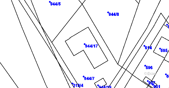 Parcela st. 944/17 v KÚ Hodkovice nad Mohelkou, Katastrální mapa