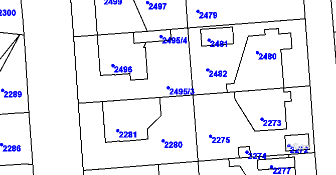 Parcela st. 2495/3 v KÚ Hodkovice nad Mohelkou, Katastrální mapa