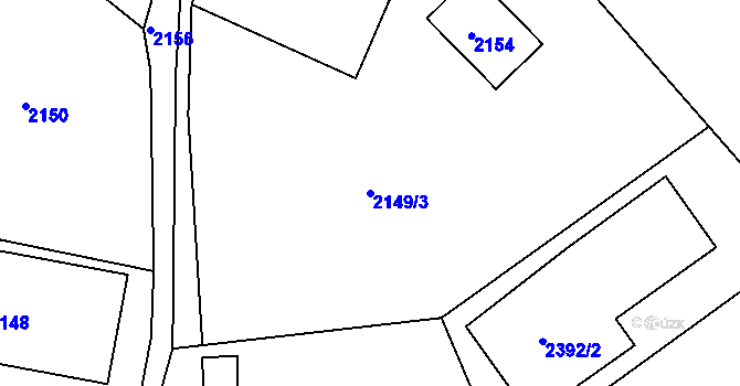 Parcela st. 2149/3 v KÚ Hodkovice nad Mohelkou, Katastrální mapa