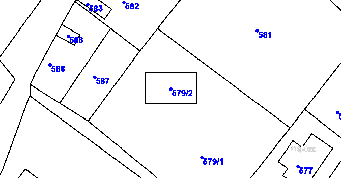 Parcela st. 579/2 v KÚ Hodkovice nad Mohelkou, Katastrální mapa