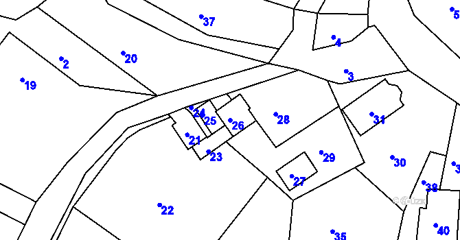 Parcela st. 26 v KÚ Radoňovice, Katastrální mapa
