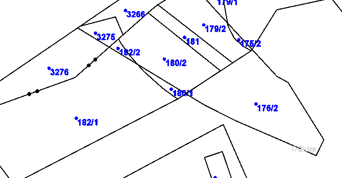 Parcela st. 180/1 v KÚ Radoňovice, Katastrální mapa