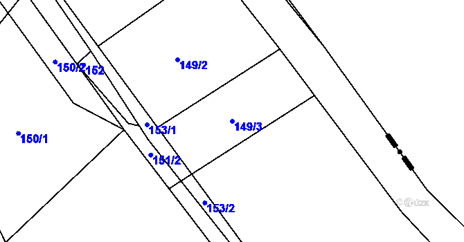Parcela st. 149/3 v KÚ Radoňovice, Katastrální mapa