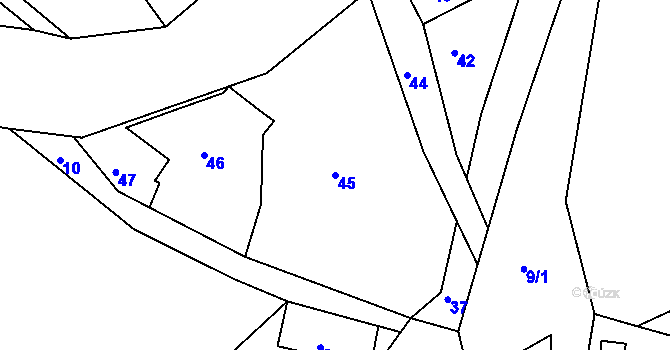 Parcela st. 45 v KÚ Záskalí, Katastrální mapa