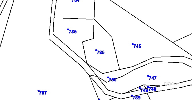 Parcela st. 786 v KÚ Záskalí, Katastrální mapa