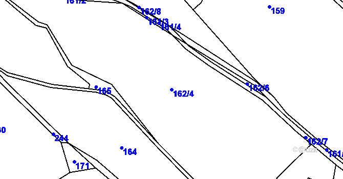 Parcela st. 162/4 v KÚ Záskalí, Katastrální mapa