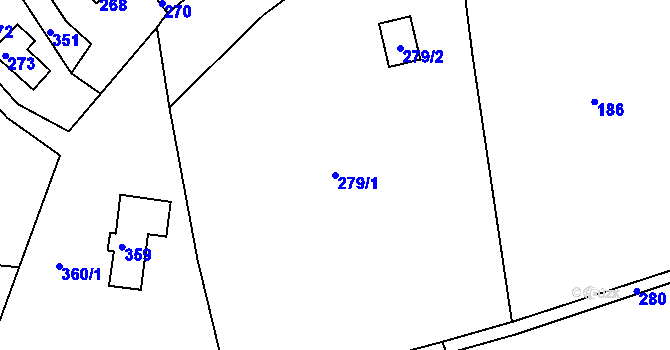 Parcela st. 279/1 v KÚ Záskalí, Katastrální mapa