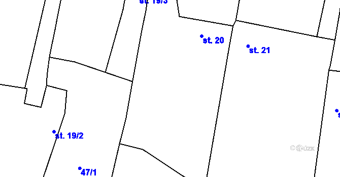 Parcela st. 20 v KÚ Hodonice u Bechyně, Katastrální mapa