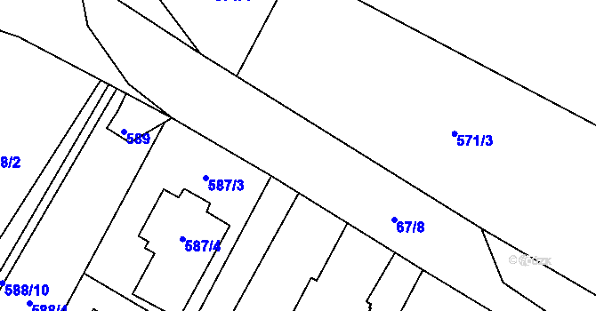 Parcela st. 67/8 v KÚ Hodonice, Katastrální mapa