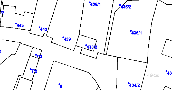 Parcela st. 438/2 v KÚ Hodonice, Katastrální mapa