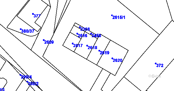 Parcela st. 2618 v KÚ Hodonice, Katastrální mapa