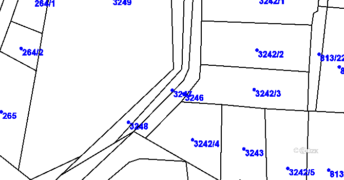 Parcela st. 3247 v KÚ Hodonice, Katastrální mapa