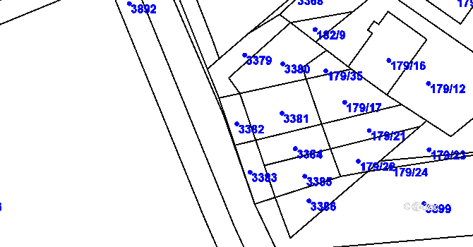 Parcela st. 3382 v KÚ Hodonice, Katastrální mapa