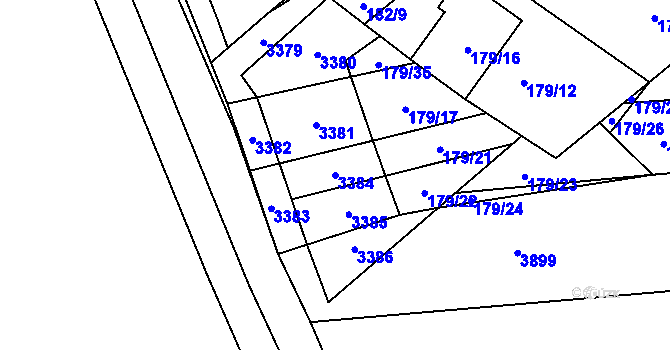 Parcela st. 3384 v KÚ Hodonice, Katastrální mapa