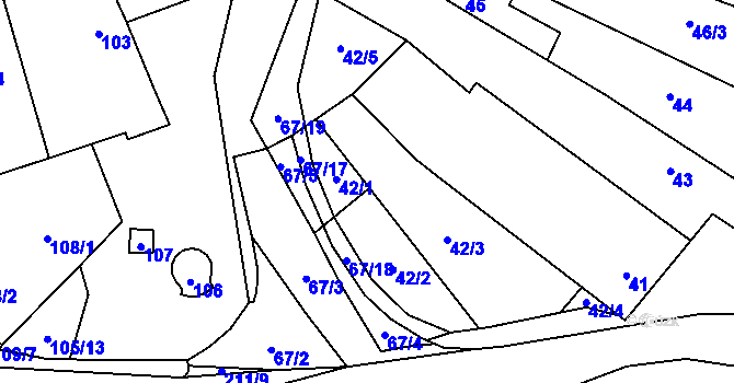 Parcela st. 42 v KÚ Hodonice, Katastrální mapa