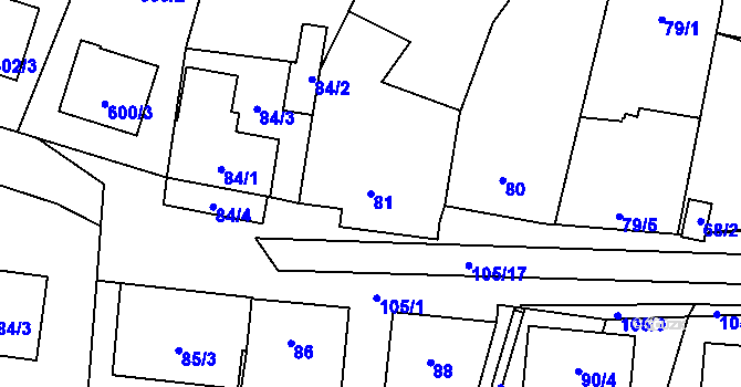 Parcela st. 81 v KÚ Hodonice, Katastrální mapa