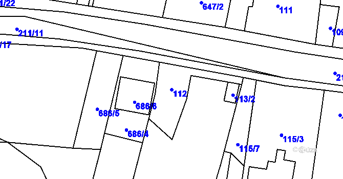 Parcela st. 112 v KÚ Hodonice, Katastrální mapa