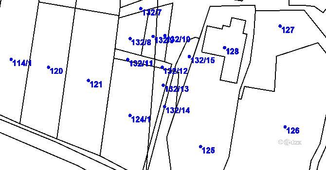 Parcela st. 132/13 v KÚ Hodonice, Katastrální mapa