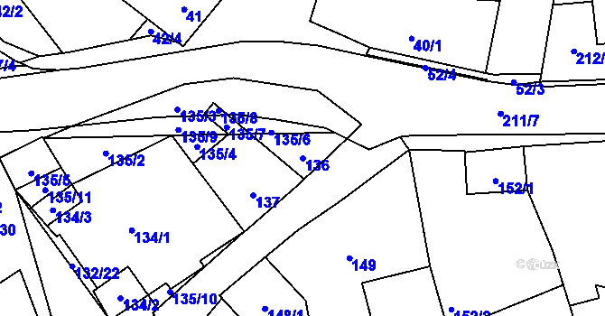 Parcela st. 136 v KÚ Hodonice, Katastrální mapa