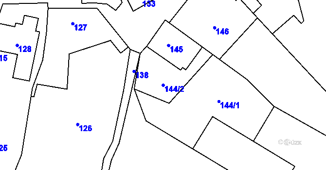 Parcela st. 144/2 v KÚ Hodonice, Katastrální mapa