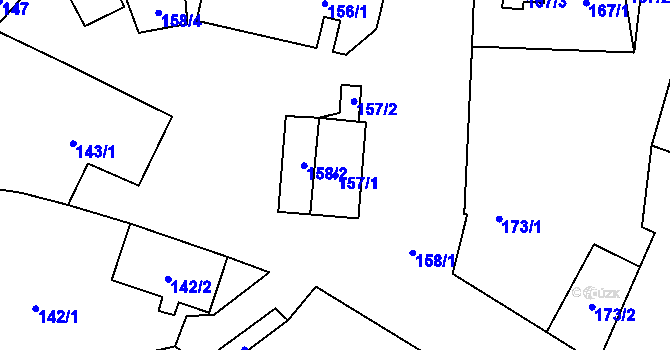 Parcela st. 157/1 v KÚ Hodonice, Katastrální mapa