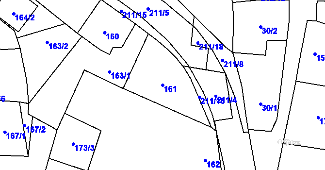 Parcela st. 161 v KÚ Hodonice, Katastrální mapa