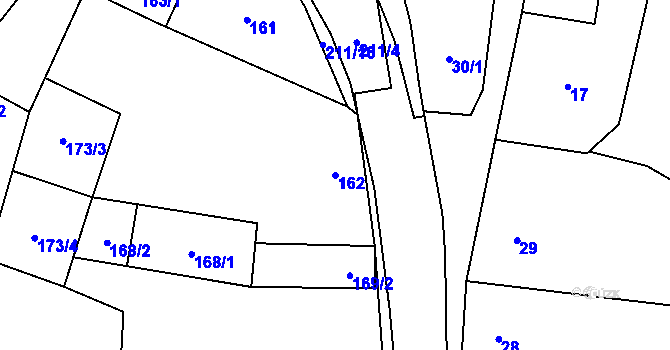 Parcela st. 162 v KÚ Hodonice, Katastrální mapa