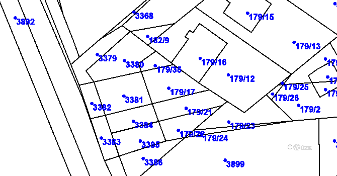 Parcela st. 179/17 v KÚ Hodonice, Katastrální mapa
