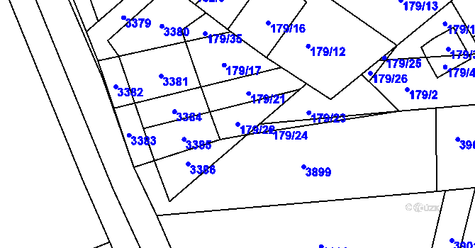 Parcela st. 179/22 v KÚ Hodonice, Katastrální mapa