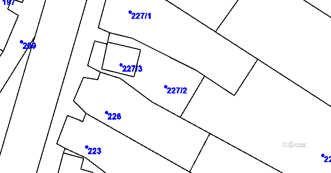 Parcela st. 227/2 v KÚ Hodonice, Katastrální mapa