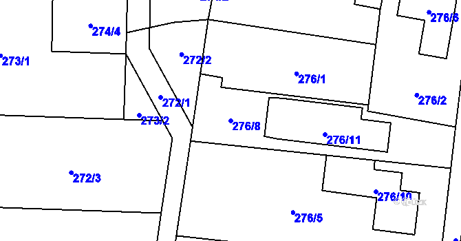 Parcela st. 276/8 v KÚ Hodonice, Katastrální mapa