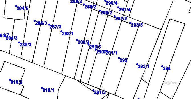 Parcela st. 290/5 v KÚ Hodonice, Katastrální mapa