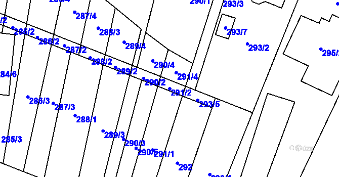 Parcela st. 291/2 v KÚ Hodonice, Katastrální mapa