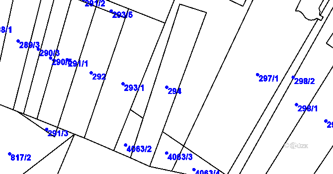 Parcela st. 294 v KÚ Hodonice, Katastrální mapa