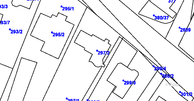 Parcela st. 297/2 v KÚ Hodonice, Katastrální mapa