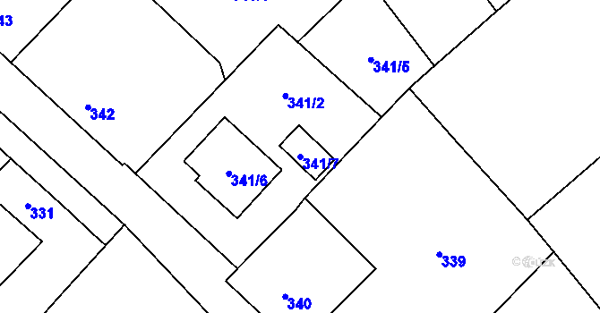 Parcela st. 341/7 v KÚ Hodonice, Katastrální mapa