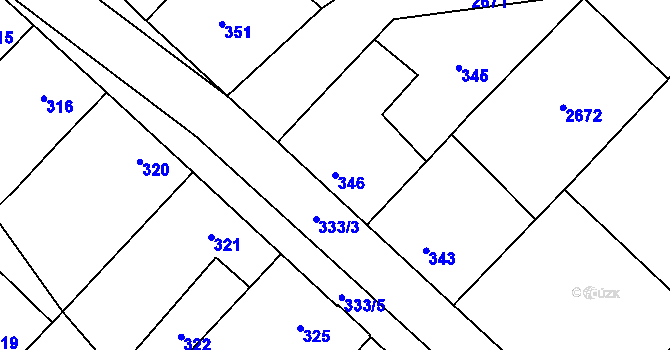 Parcela st. 346 v KÚ Hodonice, Katastrální mapa