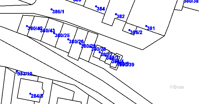 Parcela st. 380/2 v KÚ Hodonice, Katastrální mapa