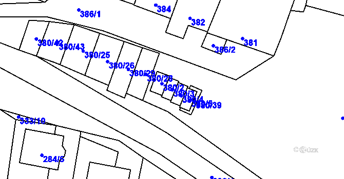 Parcela st. 380/3 v KÚ Hodonice, Katastrální mapa