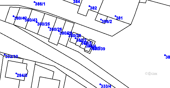 Parcela st. 380/4 v KÚ Hodonice, Katastrální mapa
