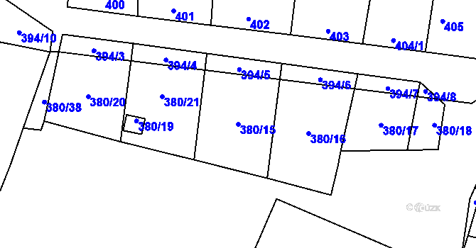 Parcela st. 380/15 v KÚ Hodonice, Katastrální mapa