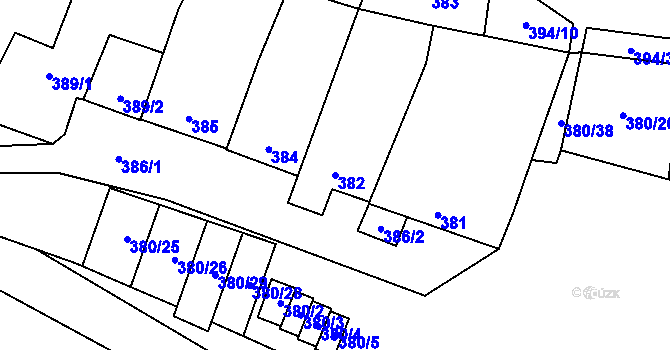 Parcela st. 382 v KÚ Hodonice, Katastrální mapa