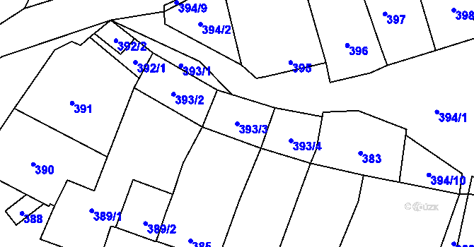 Parcela st. 393/3 v KÚ Hodonice, Katastrální mapa