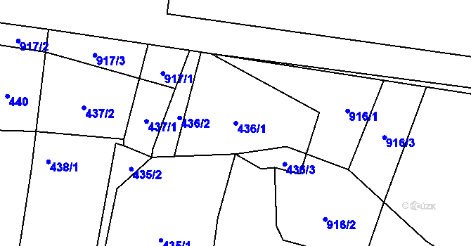 Parcela st. 436/1 v KÚ Hodonice, Katastrální mapa